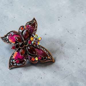 Bejeweled Purple Butterfly Brooch - A Statement Pin!